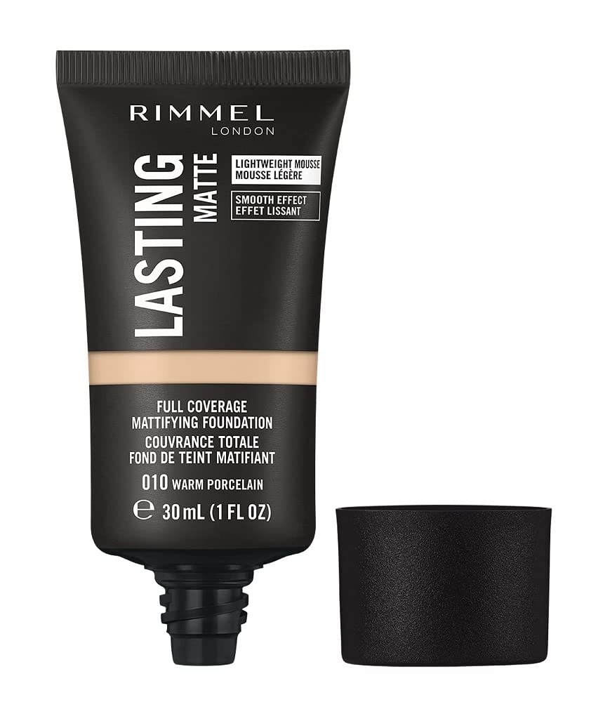 Rimmel Lasting Matte Foundation30ml, Full, Flawless Coverage, Lightweight Mousse Formula #color_010 Warm Porcelain