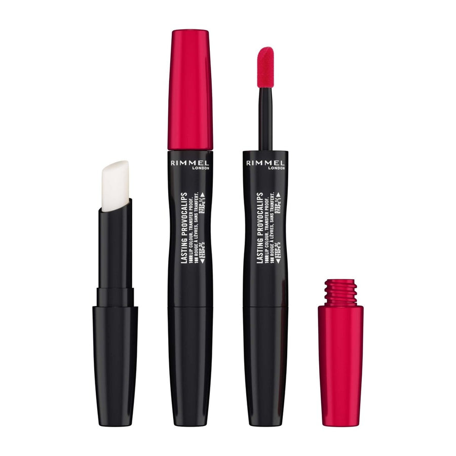 Rimmel Lasting Provocalips 16HR Lip Colour 2 Step 2.3ml, Transfer Proof Colour, Shine, and Hydration #color_500 Kiss the Town Red