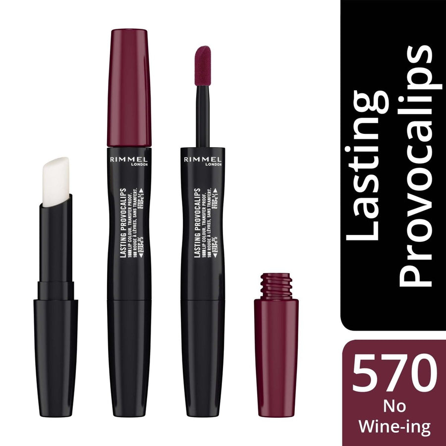 Rimmel Lasting Provocalips 16HR Lip Colour 2 Step 2.3ml, Transfer Proof Colour, Shine, and Hydration #color_570 No Wine