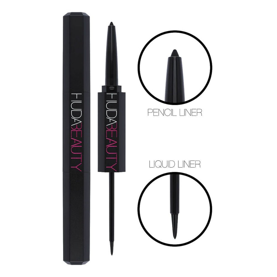 Huda Beauty Life Liner Double Ended Eyeliner Liquid & Pencil Eyeliner Black 0.05oz 1.5ml 