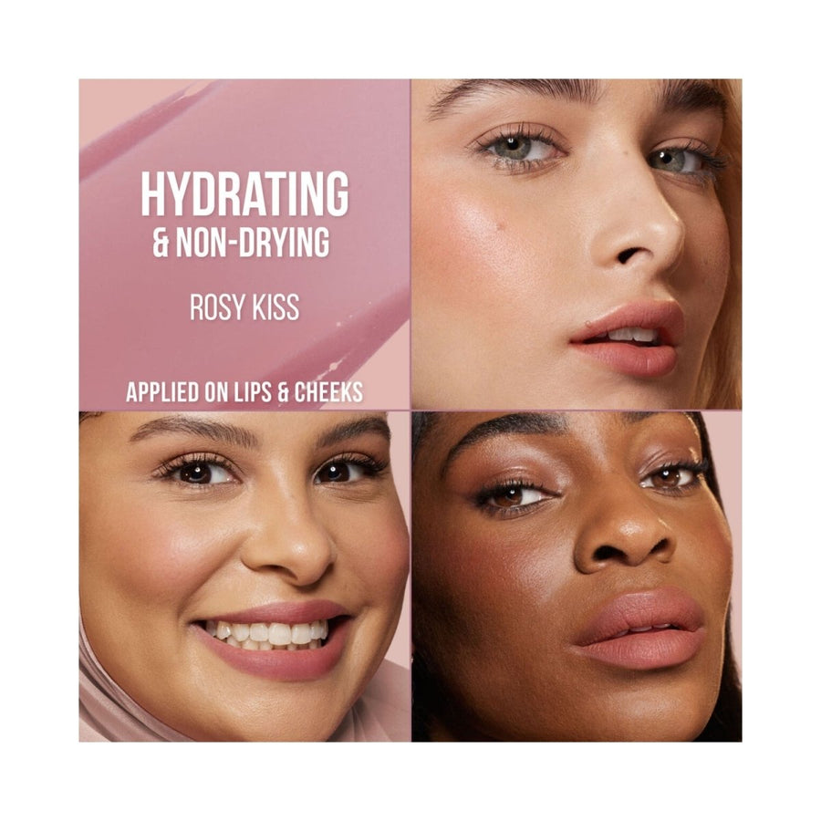 HUDA BEAUTY Lip Blush Cream Lip and Cheek Stain 6ml A Hydrating, Creamy Lip and Cheek Tint  #color_Rosy Kiss