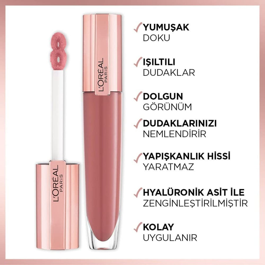 L'Oreal Paris Lip Gloss Plumping 7ml Hyaluronic Acid Collagen Complex for Moisturizing Plumping Effect #color_412 I Heighten