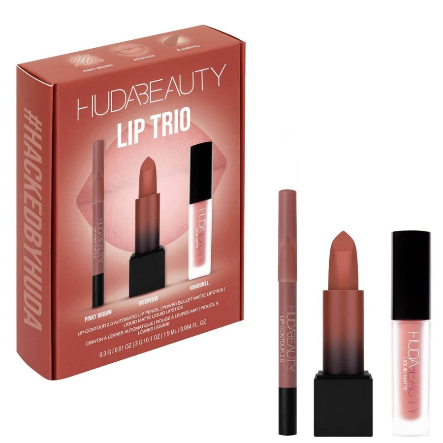 Huda Beauty Lip Trio Gift Set 3Pcs Bombshell Lipstick Set