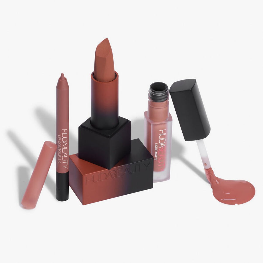 Huda Beauty Lip Trio Gift Set 3Pcs Bombshell Lipstick Set