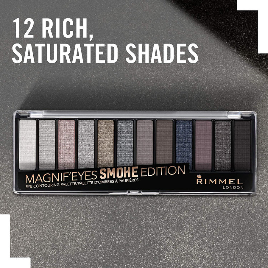 Rimmel Magnif'Eyes Eyeshadow Palette Smoke Edition14.6g, 12 Shades to Contour, Sculpt, and Define #color_003 Smoke Edition