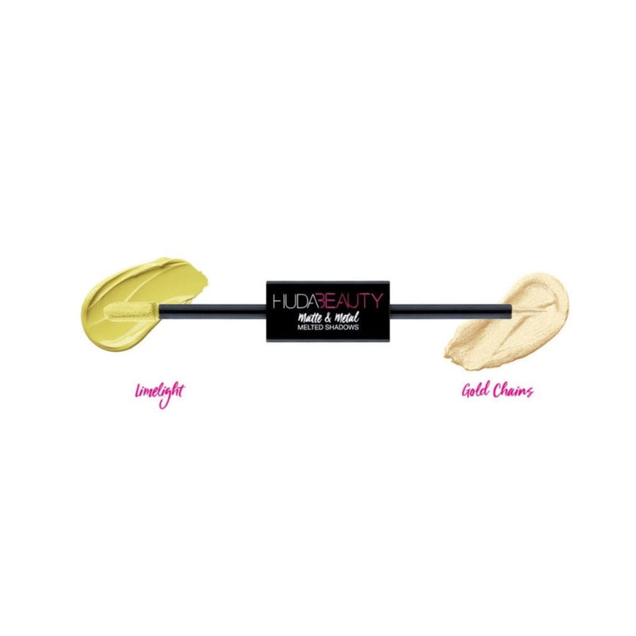 Huda Beauty Matte & Metal Liquid Eyeshadow Dual-Ended Liquid Shadow #color_Limelight and Gold Chain