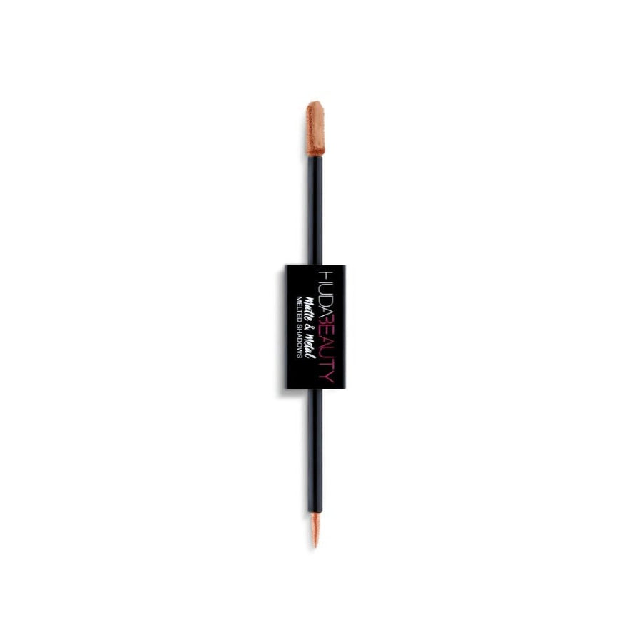 Huda Beauty Matte & Metal Liquid Eyeshadow Dual-Ended Liquid Shadow #color_Double Pump Latte and Drop Top