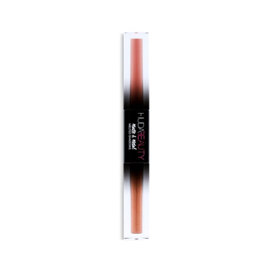 Huda Beauty Matte & Metal Liquid Eyeshadow Dual-Ended Liquid Shadow #color_Private Jet and Shimmering Sunset