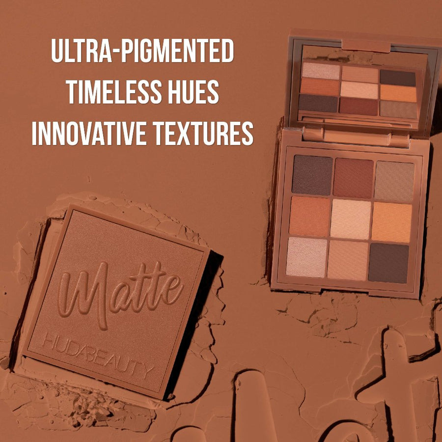 HUDA BEAUTY Matte Obsessions Eyeshadow Palette 7 Powder Mattes & 2 Cream-to-Powder Mattes #color_Warm Matte Obsessions