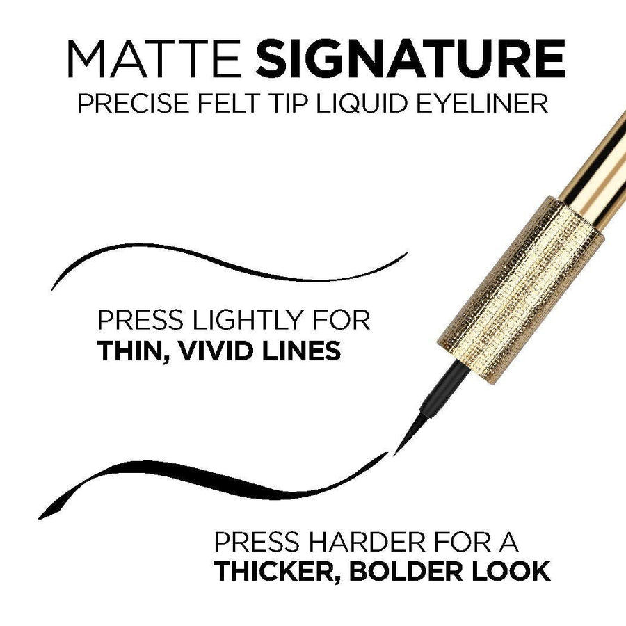 L'Oreal Matte Signature Liquid Eyeliner 6ml 01 Long Lasting, Liquid Eyeliner, Intense Pigment #color_01 Black