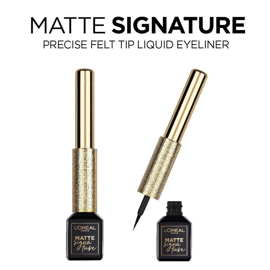 L'Oreal Matte Signature Liquid Eyeliner 6ml 01 Long Lasting, Liquid Eyeliner, Intense Pigment #color_01 Black