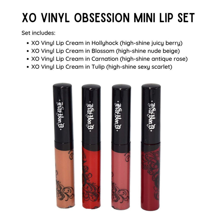 Kat Von D Mini XO Vinyl Lip Cream Lip Gloss Obsession Set Lipstick 4 x 2.5ml  