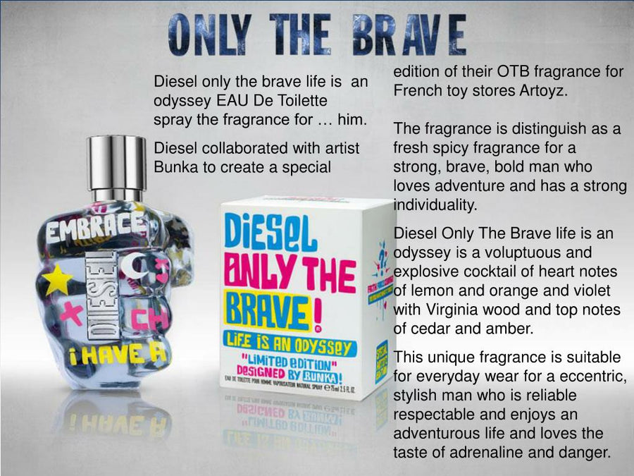 Diesel Only The Brave by Bunka Limited Edition For Man Men Perfume 2.5oz 75ml EAU DE TOILETTE SPRAY  