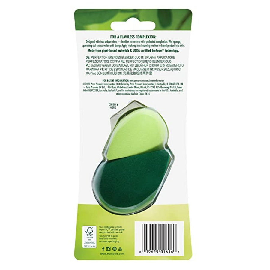 Ecotools Perfecting Blender Duo Makeup Sponges Tools 70% Plant Based-Materials