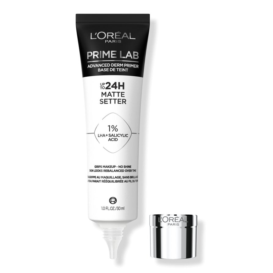 L'Oreal Prime Lab 24HR Matte Setter Primer 30ml Extends Make Up Wear. Reduces oil. Formulated with 1% LHA + Salicylic Acid