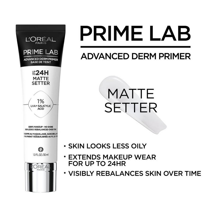 L'Oreal Prime Lab 24HR Matte Setter Primer 30ml Extends Make Up Wear. Reduces oil. Formulated with 1% LHA + Salicylic Acid