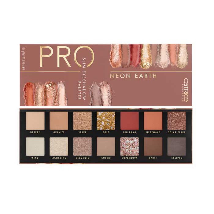 Catrice Pro Neon Earth Slim Eyeshadow Palette 14 Highly-Pigmented Eye Shadows 0.37oz 10.6g 010 Elements Of Power 