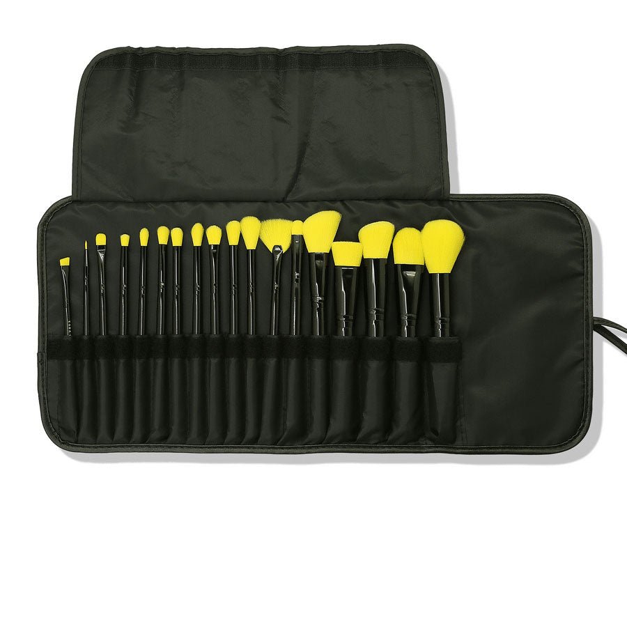 Kara Beauty Professional Brush Set , 18 Piece Brush Set, Synthetic Bristles #color_Yellow KS21