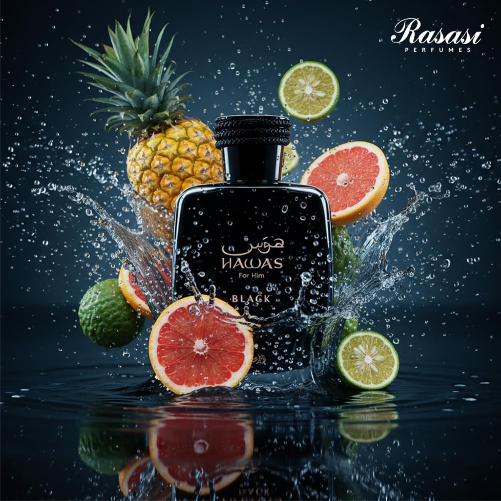 Rasasi Hawas Black EDP Men Perfume 3.4oz 100ml EAU DE PARFUM SPRAY