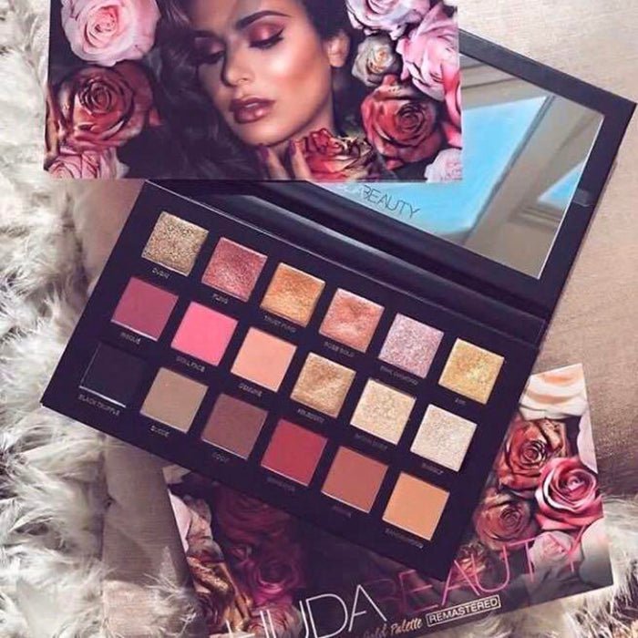 Huda Beauty Rose Gold Remastered Eyeshadow Palette, 18 Buttery-Smooth Shadows, High-Pigment 