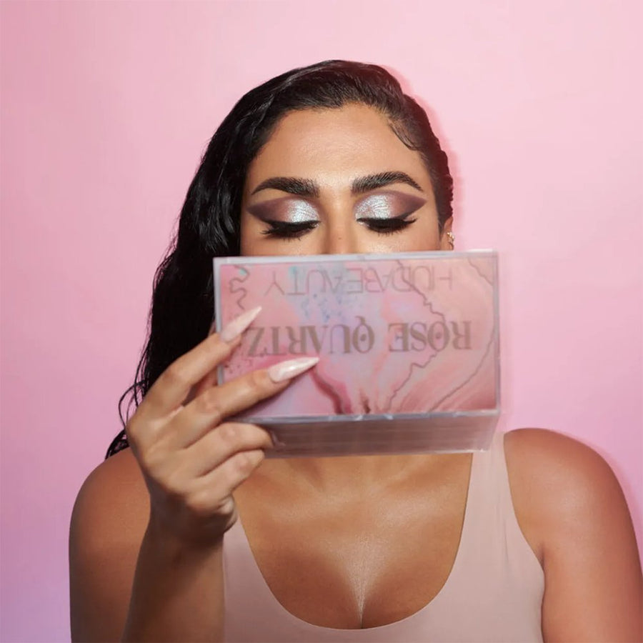 Huda Beauty Rose Quartz Eyeshadow Palette, Rich Earthy Hues, Rosy Tints & Pearly Metallics 