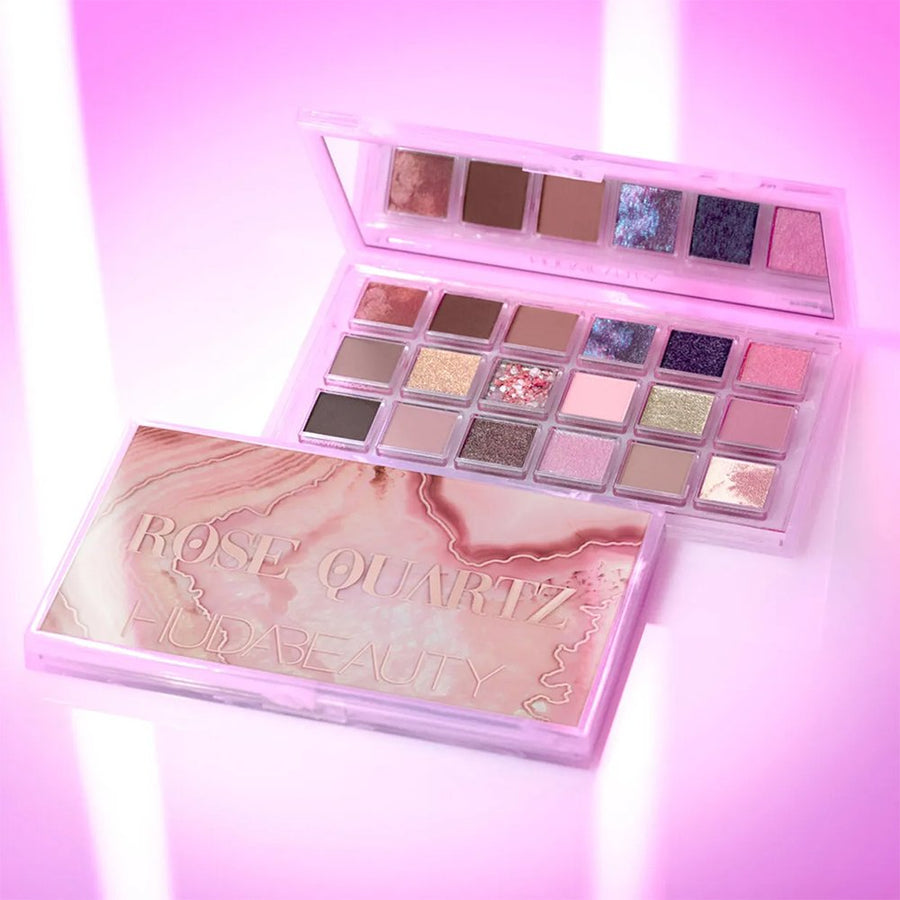 Huda Beauty Rose Quartz Eyeshadow Palette, Rich Earthy Hues, Rosy Tints & Pearly Metallics 