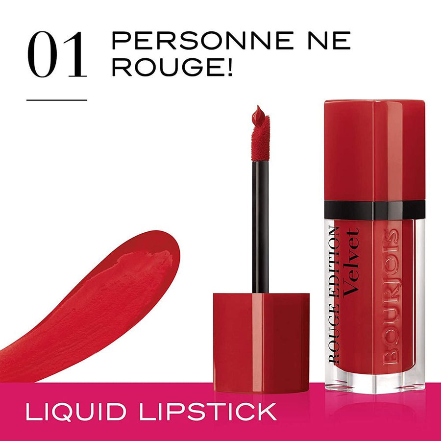 Bourjois Rouge Edition Velvet Liquid Lipstick 0.123oz 3.5g Creamy Matte Lipcolor #color_01 Personne Ne Rouge