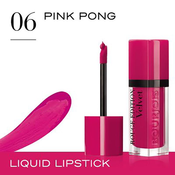 Bourjois Rouge Edition Velvet Liquid Lipstick 0.123oz 3.5g Creamy Matte Lipcolor #color_06 Pink Pong