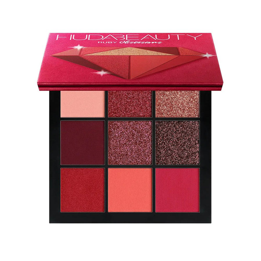 Huda Beauty Ruby Obsessions Eyeshadow Palette, 9 Shades, Beautiful and Radiant Look