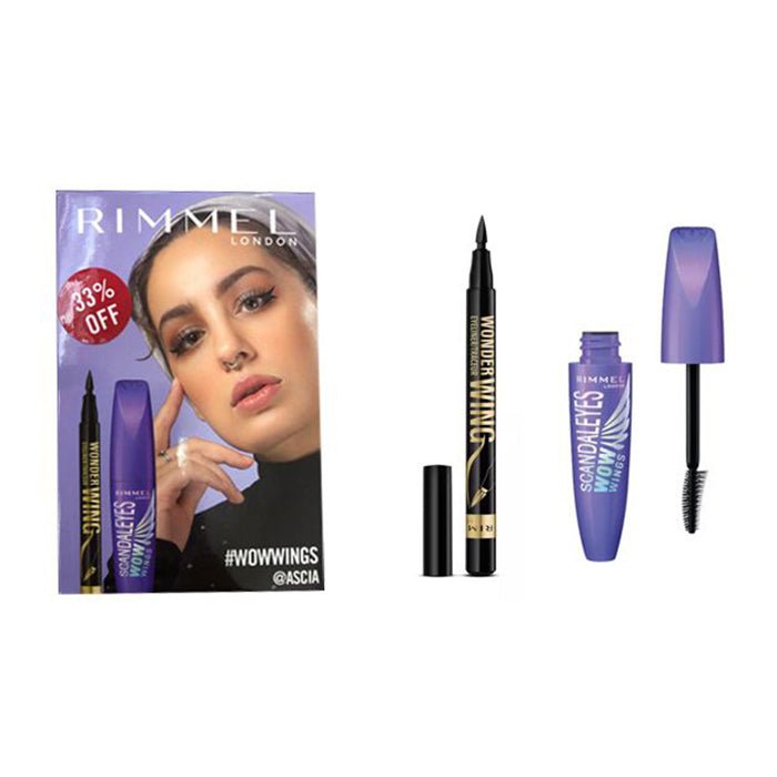 Rimmel Scandaleyes Wow Wings Curling Mascara + Wonder Eyeliner Makeup Eye Set