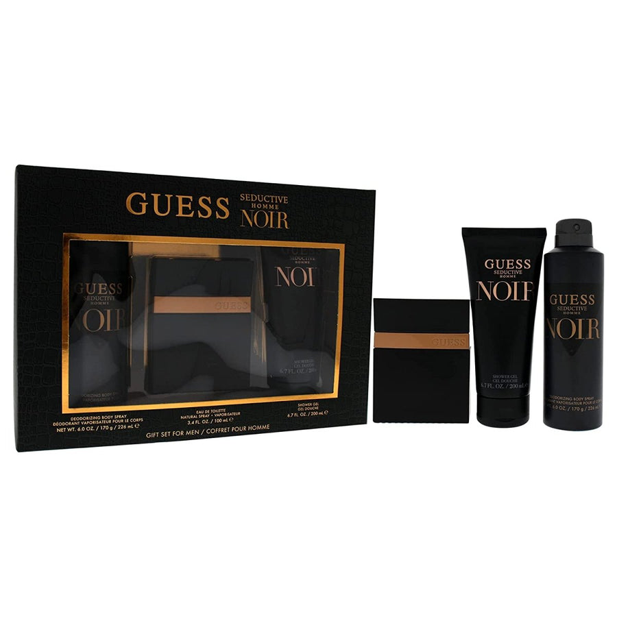 Guess Seductive Noir Men Perfume Gift Set 3.4oz 100ml with Shower Gel