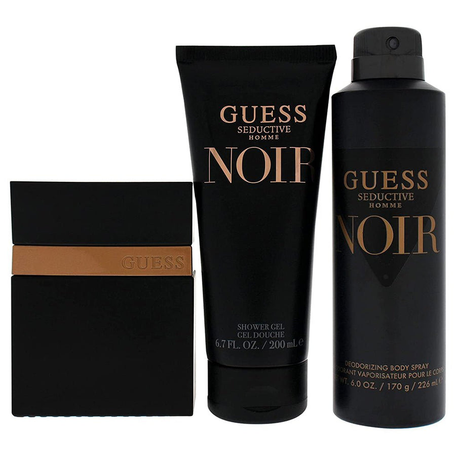 Guess Seductive Noir Men Perfume Gift Set 3.4oz 100ml with Shower Gel