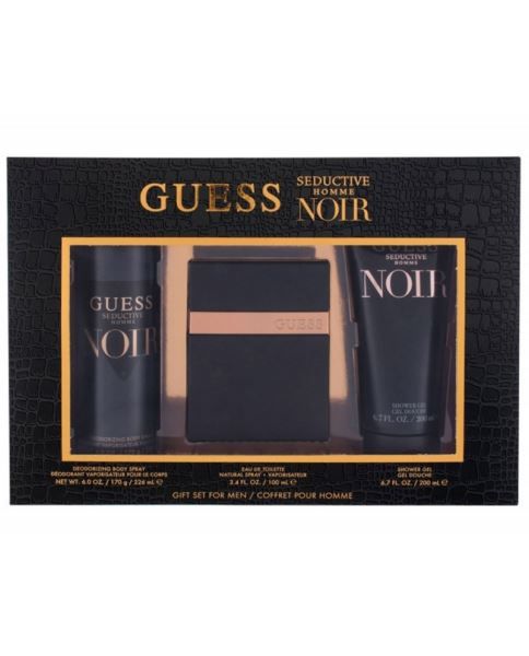 Guess Seductive Noir Men Perfume Gift Set 3.4oz 100ml with Shower Gel