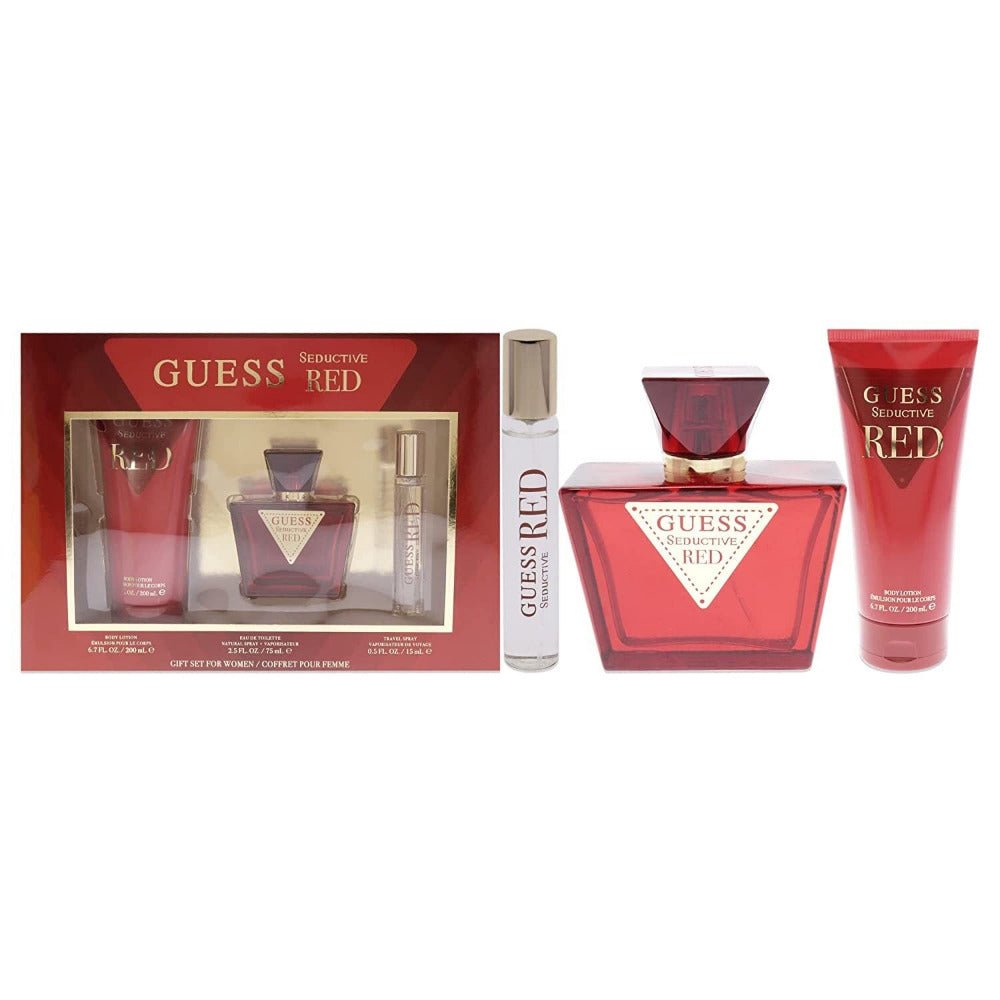 Guess Seductive Red Men Perfume Gift Set 3.4oz 100ml EAU DE TOILETTE SPRAY with Body Lotion