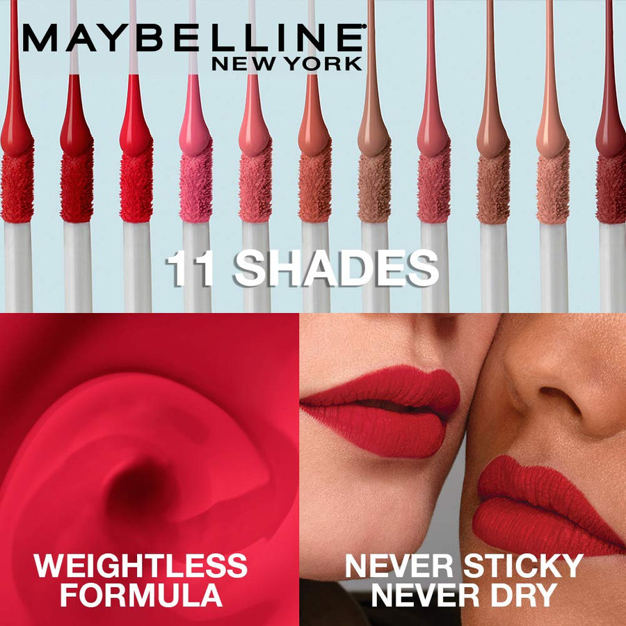 Maybelline Sensational Liquid Lipstick With Matte Finish 7ml, Intense and Highly Pigmented 