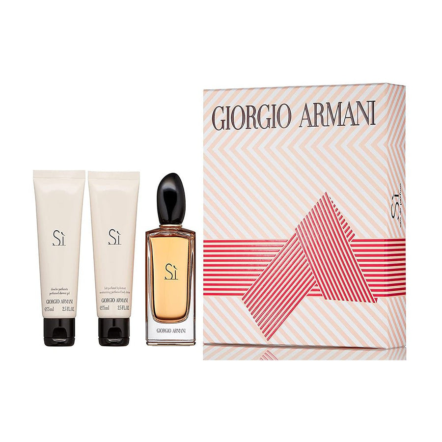 Giorgio Armani Si Women Perfume Gift Set 3.4oz 100ml EAU DE PARFUM SPRAY with Body Lotion and Shower Gel