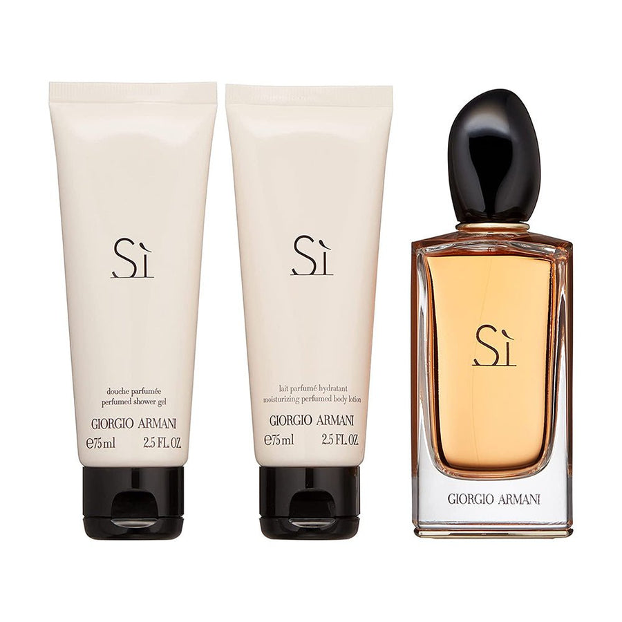 Giorgio Armani Si Women Perfume Gift Set 3.4oz 100ml EAU DE PARFUM SPRAY with Body Lotion and Shower Gel