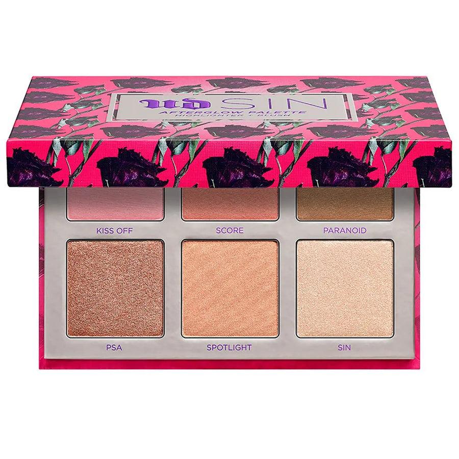 Urban Decay Sin Afterglow Palette Highlighter+Blush, Three Shades of Highlighter and Three Blushes 