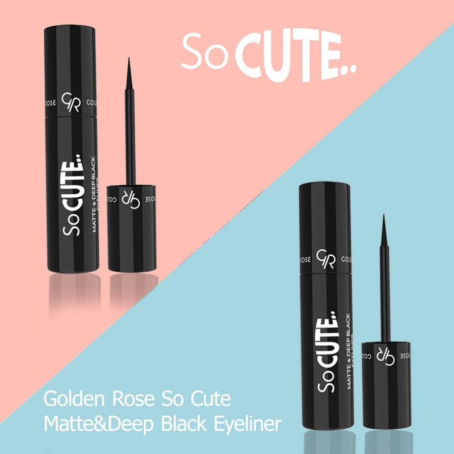 Golden Rose So Cute Matte & Deep Black Eyeliner 0.09oz 2.5ml, High Pigmented, Jojoba Butter, Deep Black Matte Finish