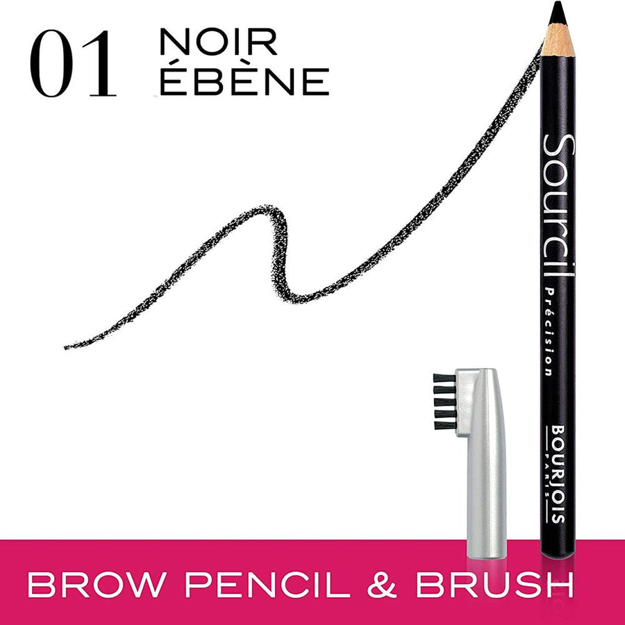 Bourjois Sourcil Precision Eye Brow Pencil 0.04oz 1.13g Sculpting Shaping Eyebrows #color_01 Noir