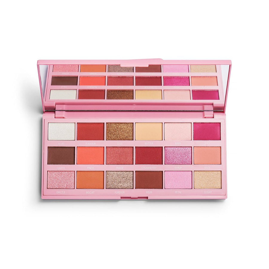 Revolution Strawberry Cheesecake Eyeshadow Palette, Matte, Shimmer Shades, 18 Intense Pressed Pigments