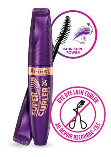 Rimmel Super Curler 24HR Mascara12ml, Volumising Mascara, Built-In Lash Curler #color_001 Black