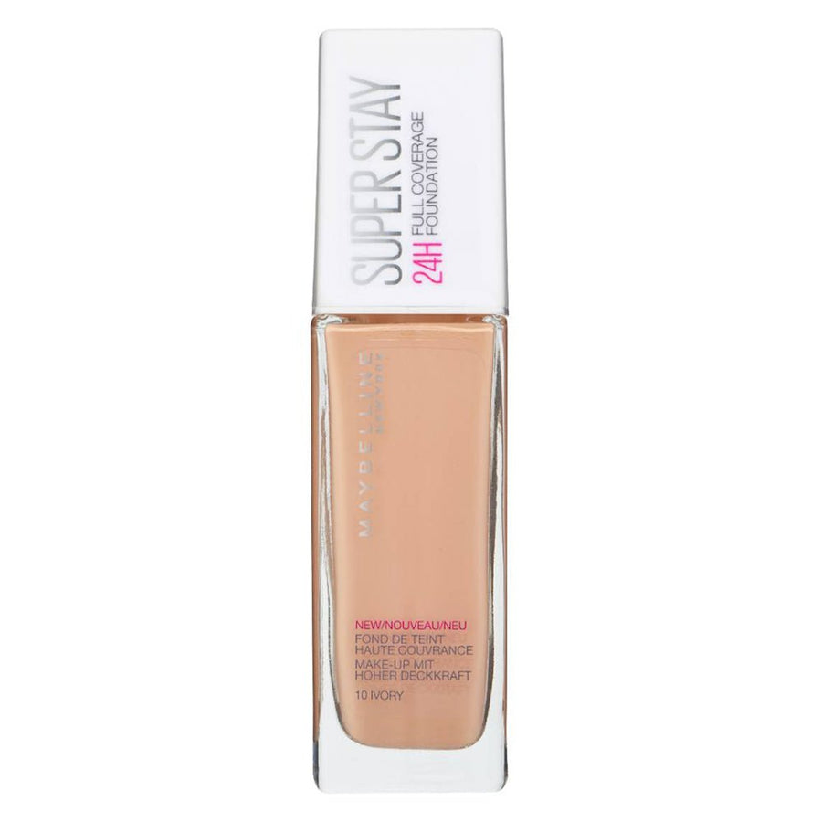 Maybelline Super Stay 24 Hour Foundation 30ml, Hides Imperfections, Dark Circles, Blemishes and Discoloration #color_10 Ivory