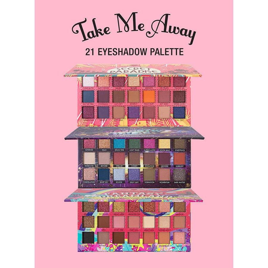 J. Cat Take Me Away 21 Eyeshadow Palette 10 Matte, 11 Shimmer Shades