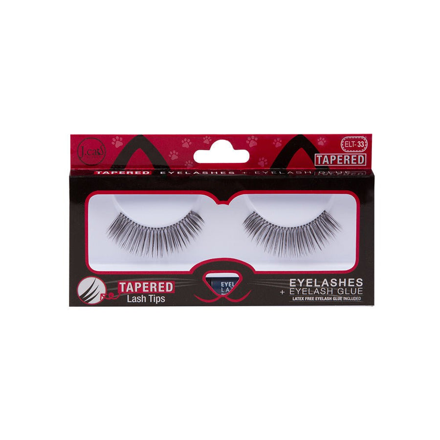 J. Cat Tapered Eyelashes + Eyelash Glue False Eyelashes ELT-33