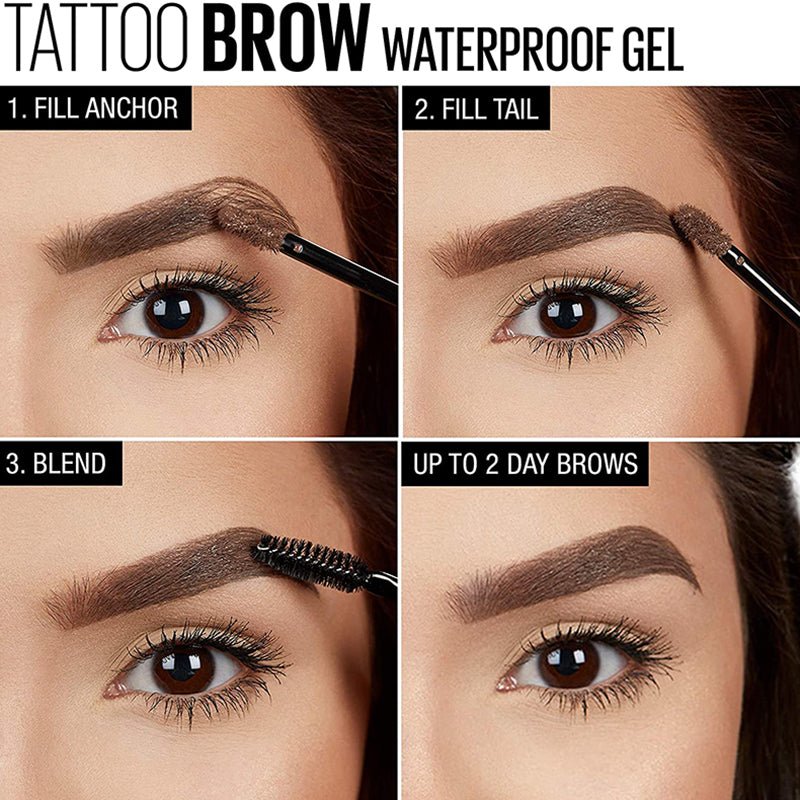 Maybelline Tattoo Brow Waterproof Gel 5ml, Fill and Color Brows 