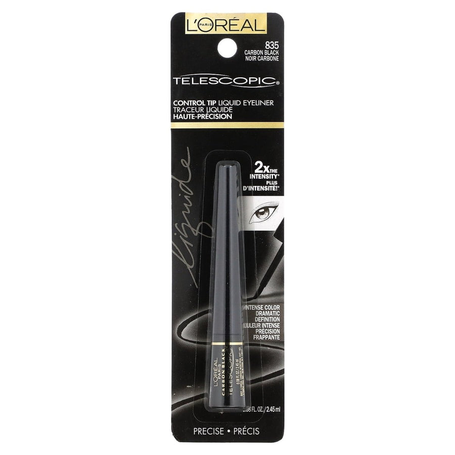 L'Oreal Paris Telescopic Precision Liquid Eyeliner 2.45ml All Day Wear. Glides on Without Smudging or Smearing #color_835 Carbon Black