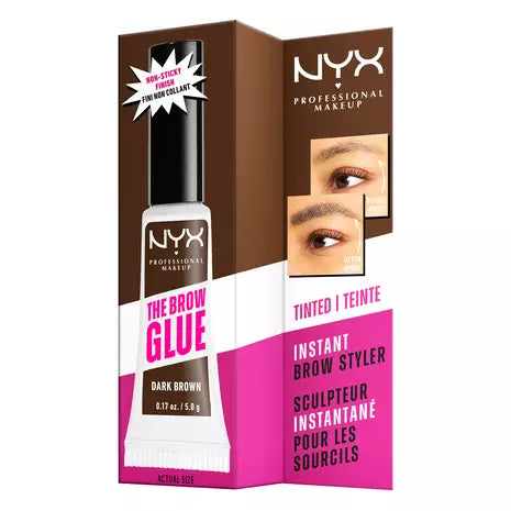 NYX Professional Makeup the Brow Glue 5.0g, Transparent, Flake-Resistant, Extreme Hold #color_TBG04 Dark Brown