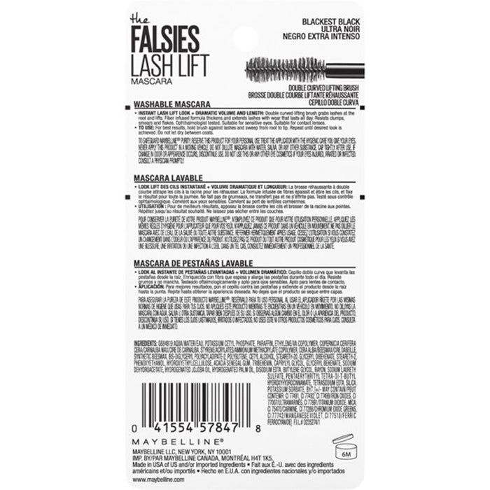 Maybelline The Falsies Lash Lift Mascara Black 0.33oz 9.6g, Double Curved Lifting Brush