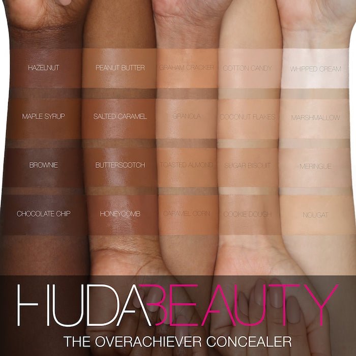 Huda Beauty The Overachiever High Coverage Concealer Hides Dark Circles, Redness, Hyperpigmentation, Age Spots, and Discoloration 